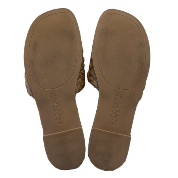 Nine West Woven Slip On Flat Slides brown cognac Sandals women’s shoes Sz 8 - Picture 6 of 6